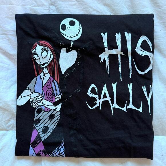 Nightmare before christmas black graphic tee sz L his Sally emo hot topic whimsi - Picture 6 of 8